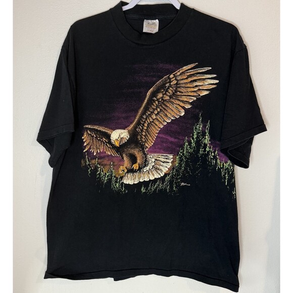 Hazelwoods Other - Rare Vintage 90s Hazelwood Eagle Mens XL Black Shirt Short Sleeve Single Stitch